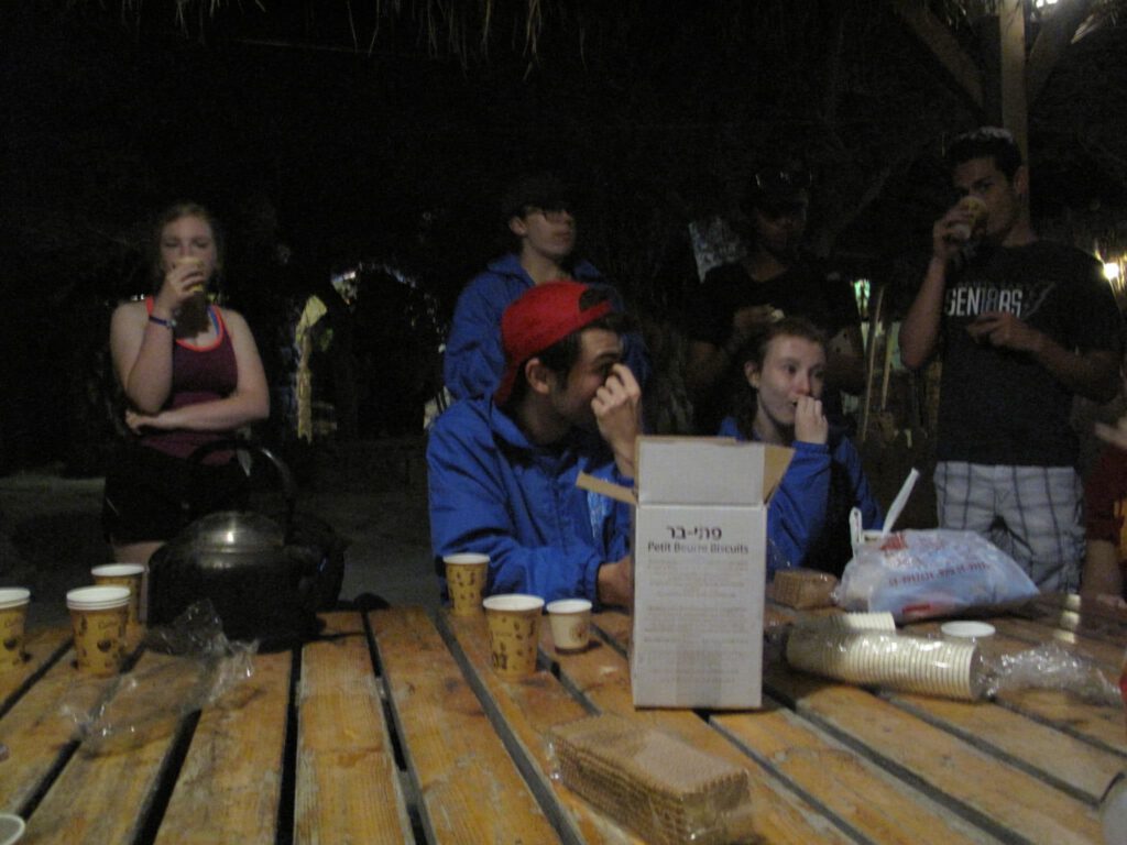 People eating and drinking