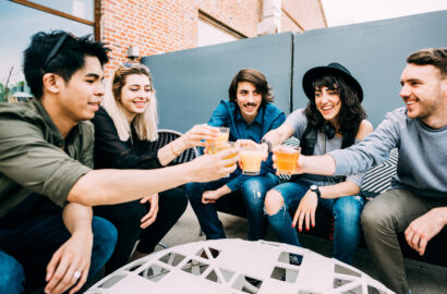 Young Adults enjoying drinks