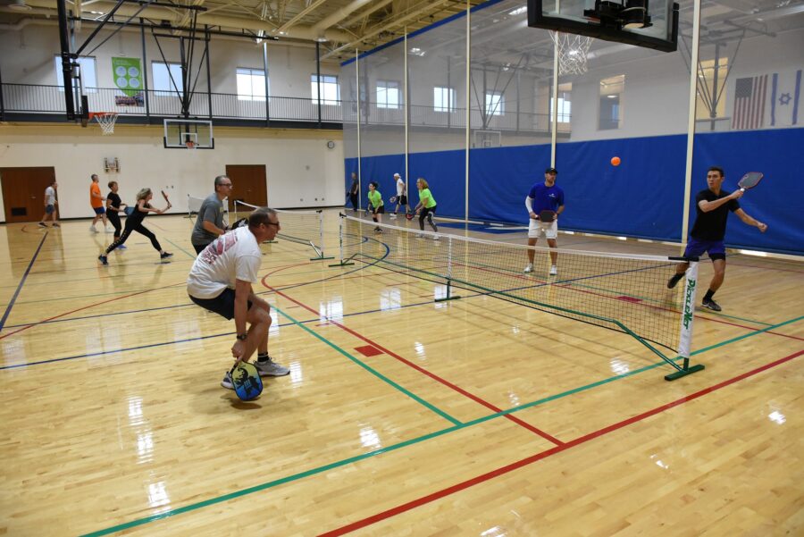 People playing pickleball