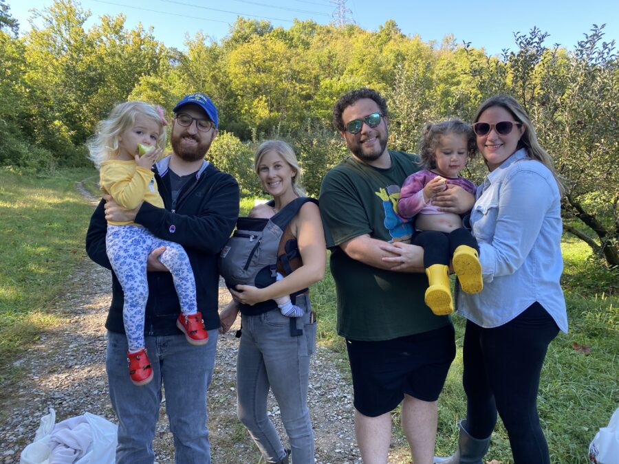 Family at apple picking event