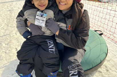 Family snow tubing