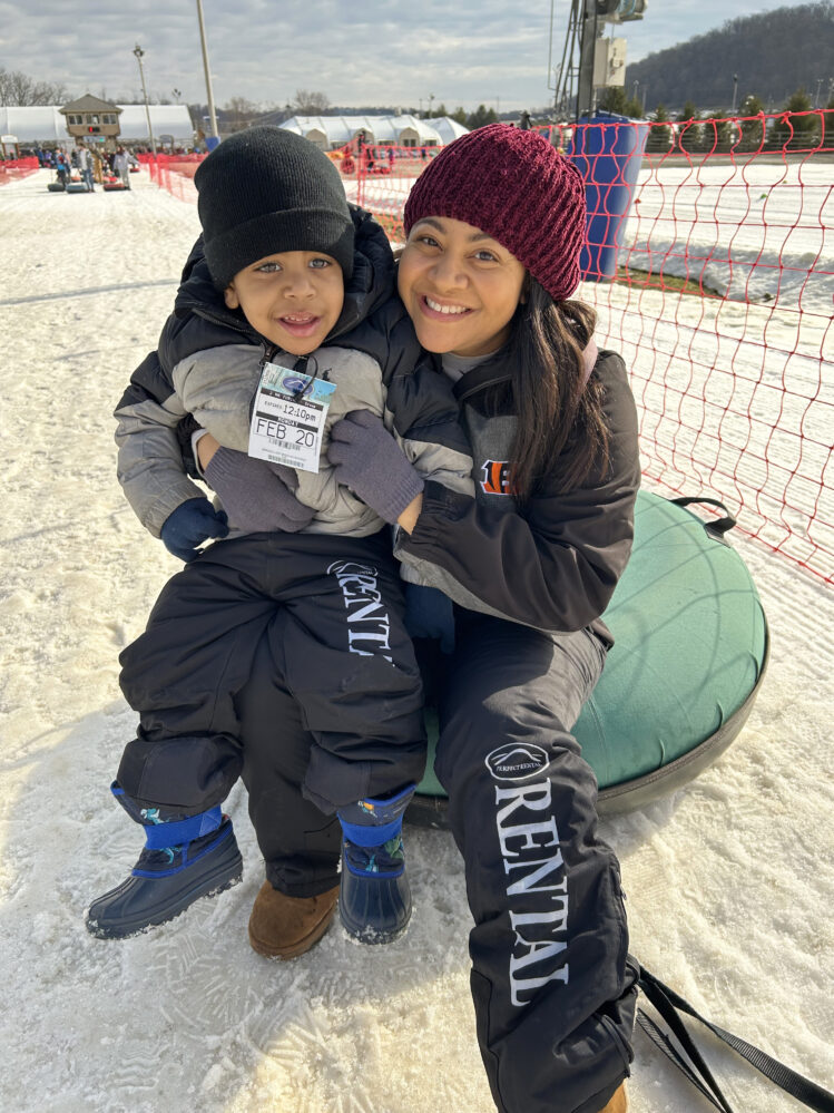 Family snow tubing