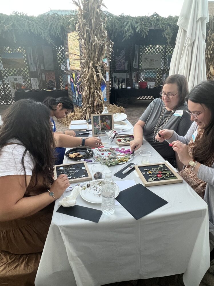People at flower pressing event