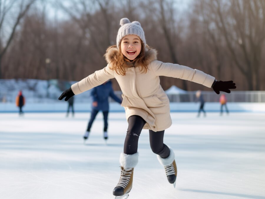 Kid ice skating