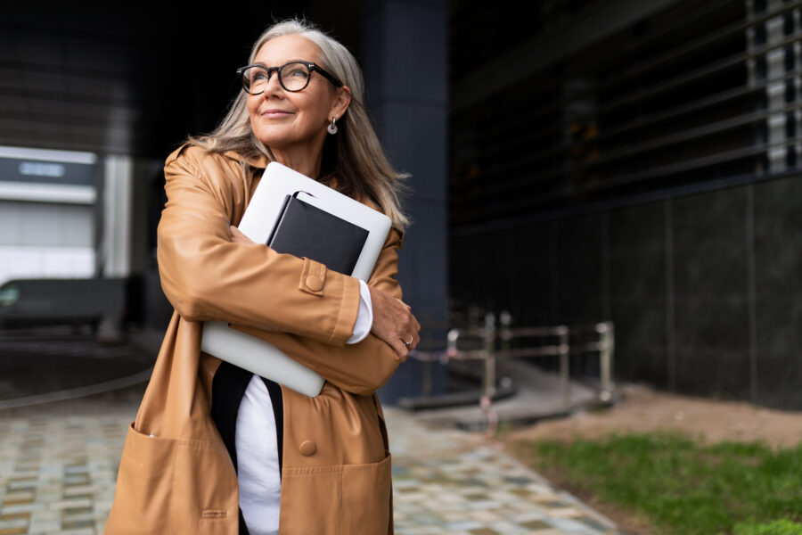 Woman holding books