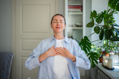 Woman breathing calmly