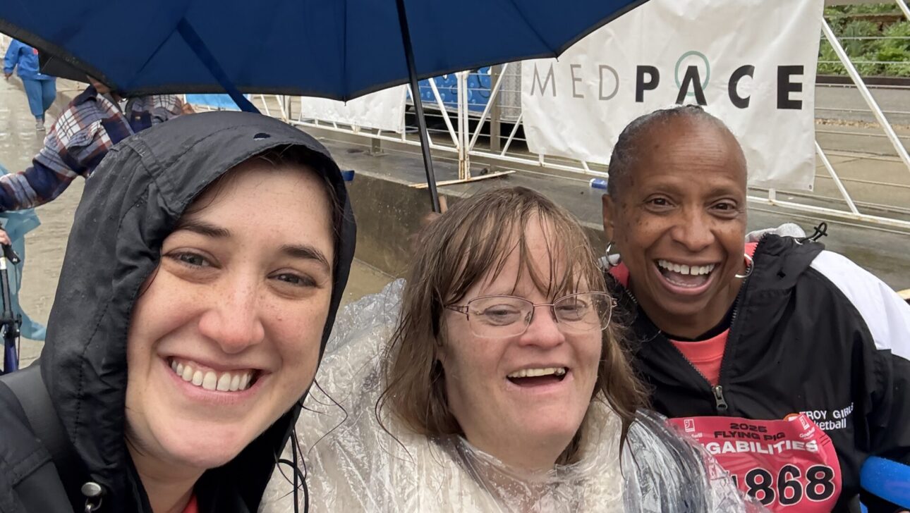 Emily with members at Pigabilities