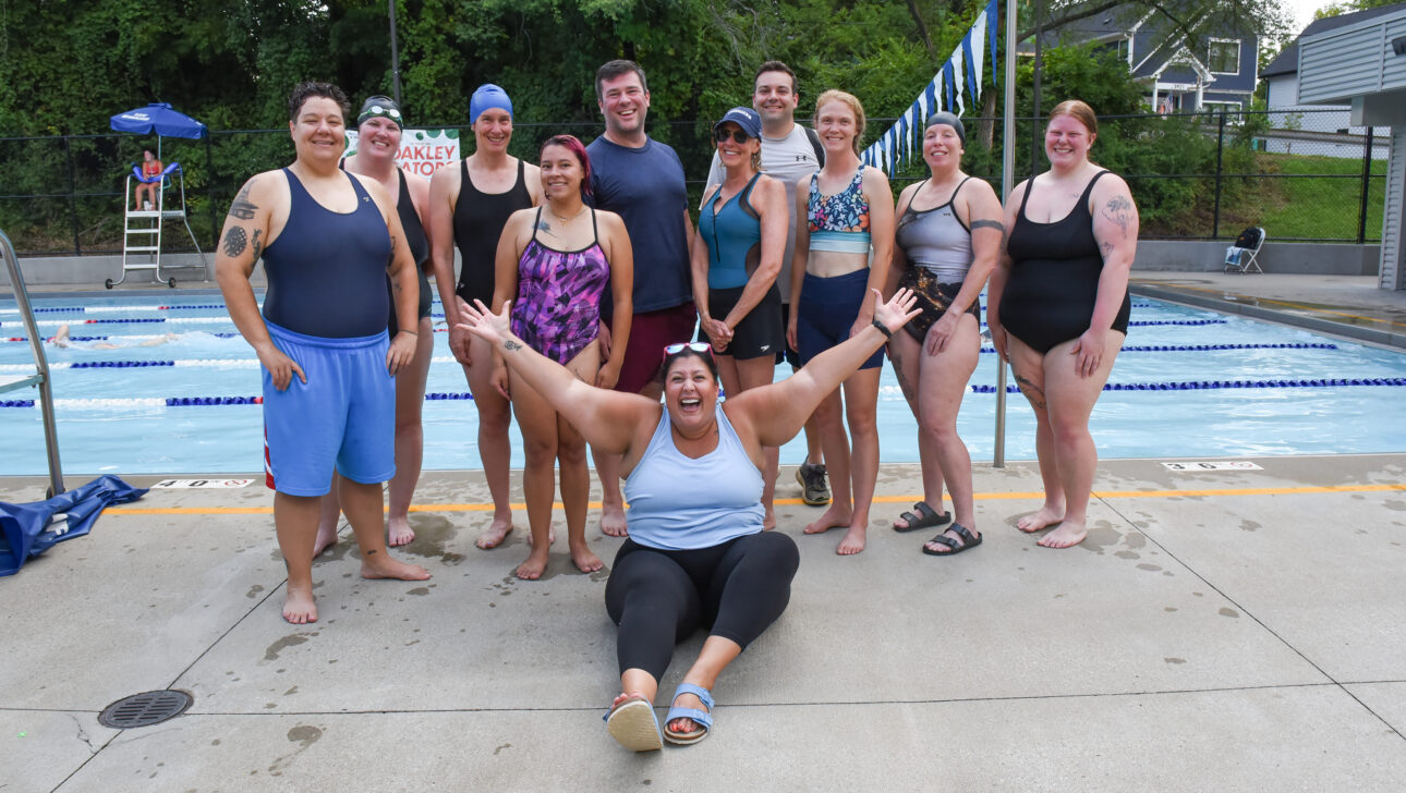 Swimmers at a pool
