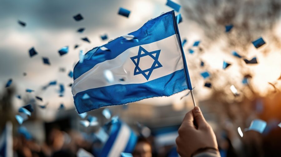 Person waving the Israeli flag