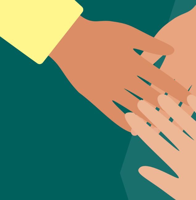 Hands overlapping each other