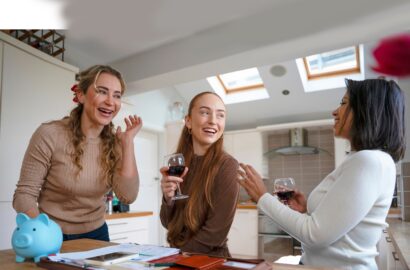 People drinking wine