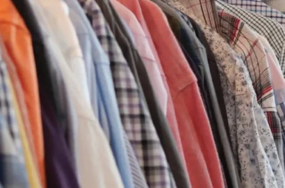 Clothes hanging on a rack